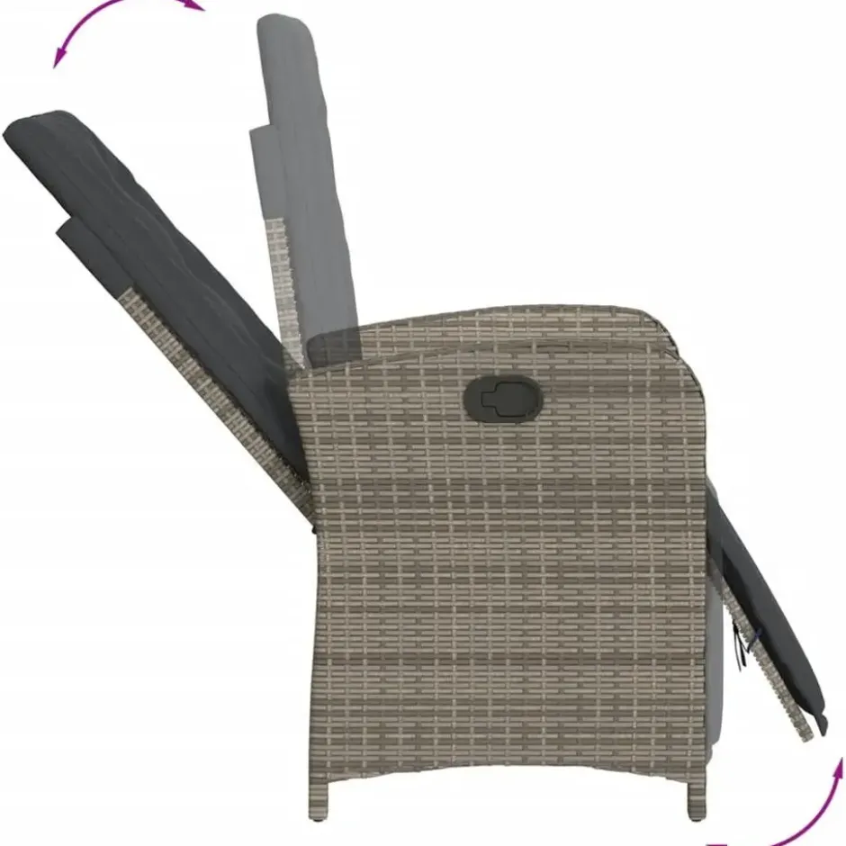 vidaXL - 5-delige verstelbare Tuinset - 2+2+1 - Grijs - PE rattan - 160x80 cm