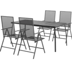 vidaXL - 5-delige verstelbare Tuinset - Antracietkleurig - Staal - 165x80 cm
