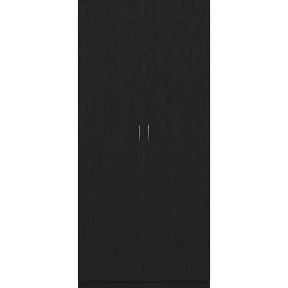 vidaXL - 2-deurs Kledingkast - Bewerkt hout - Zwart - 90x52x200 cm