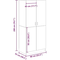 vidaXL - 2-deurs Kledingkast - Bewerkt hout - Artisanaal eiken - 90x52x200 cm