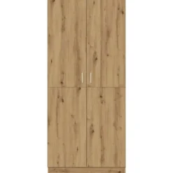 vidaXL - 2-deurs Kledingkast - Bewerkt hout - Artisanaal eiken - 90x52x200 cm