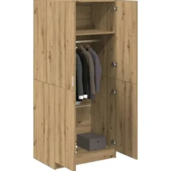 vidaXL - 2-deurs Kledingkast - Bewerkt hout - Artisanaal eiken - 90x52x200 cm