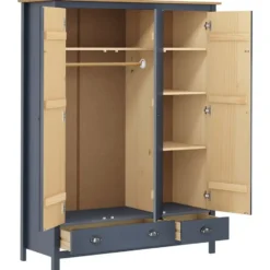 vidaXL - 3-deurs Kledingkast Hill - Massief grenenhout - Grijs - 127x50x170 cm