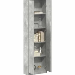 vidaXL - 2-deurs Kledingkast met planken - Hout - Betongrijs - 55x25x189 cm