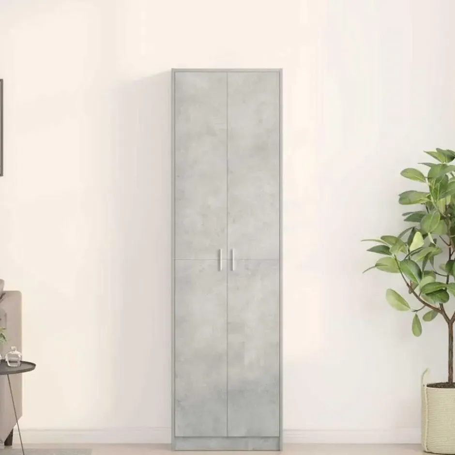 vidaXL - 2-deurs Kledingkast met planken - Hout - Betongrijs - 55x25x189 cm
