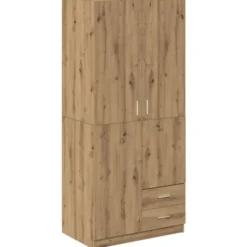 vidaXL - 2-deurs Kledingkast met 2 lades - Hout - artisan eiken - 80x52x180 cm