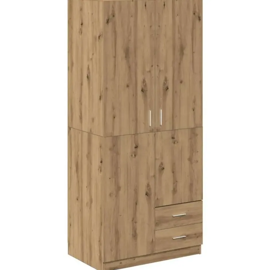 vidaXL - 2-deurs Kledingkast met 2 lades - Hout - artisan eiken - 80x52x180 cm