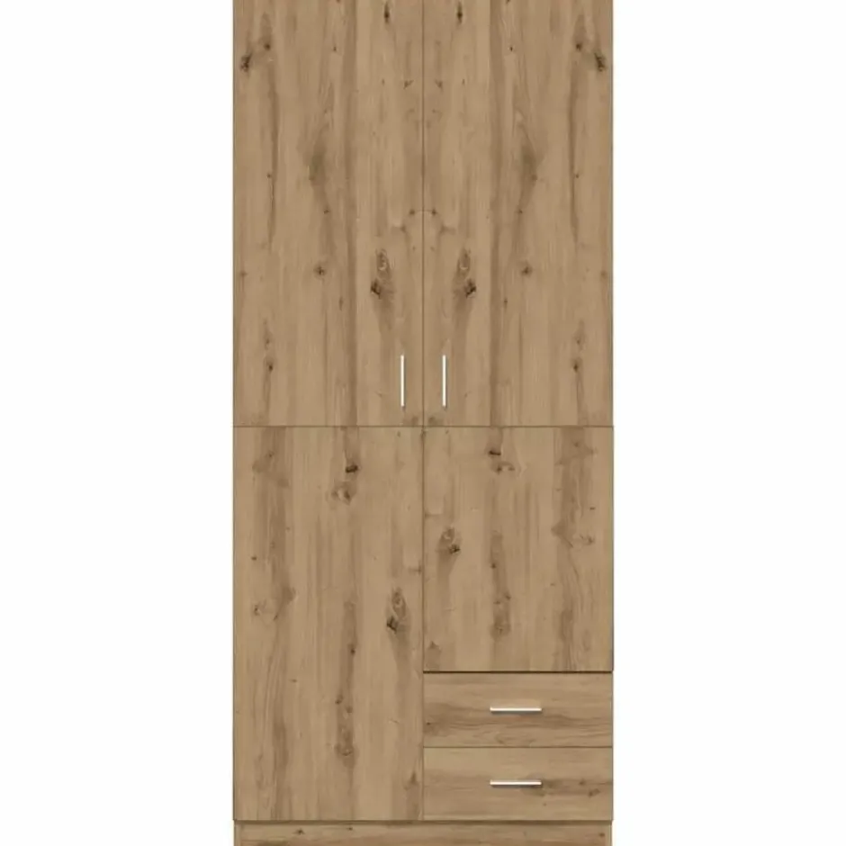 vidaXL - 2-deurs Kledingkast met 2 lades - Hout - artisan eiken - 80x52x180 cm