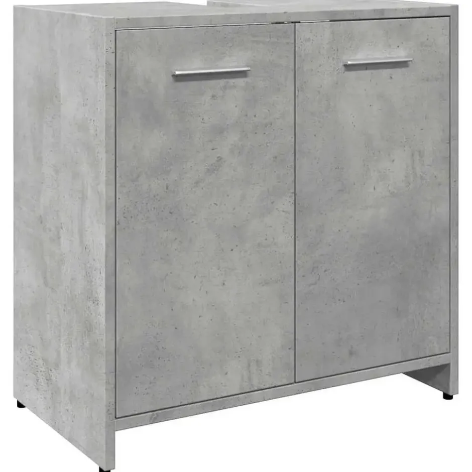 vidaXL - 2-deurs Wastafelonderkast - Betongrijs - Bewerkt hout - 60x33x60 cm