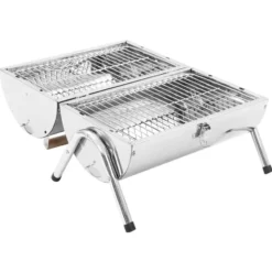 vidaXL - Draagbare Grill - Zilver - Roestvrij staal