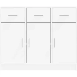 vidaXL - Dressoir met 3 deuren 3 lades - Wit - Bewerkt hout - 91x28x75 cm