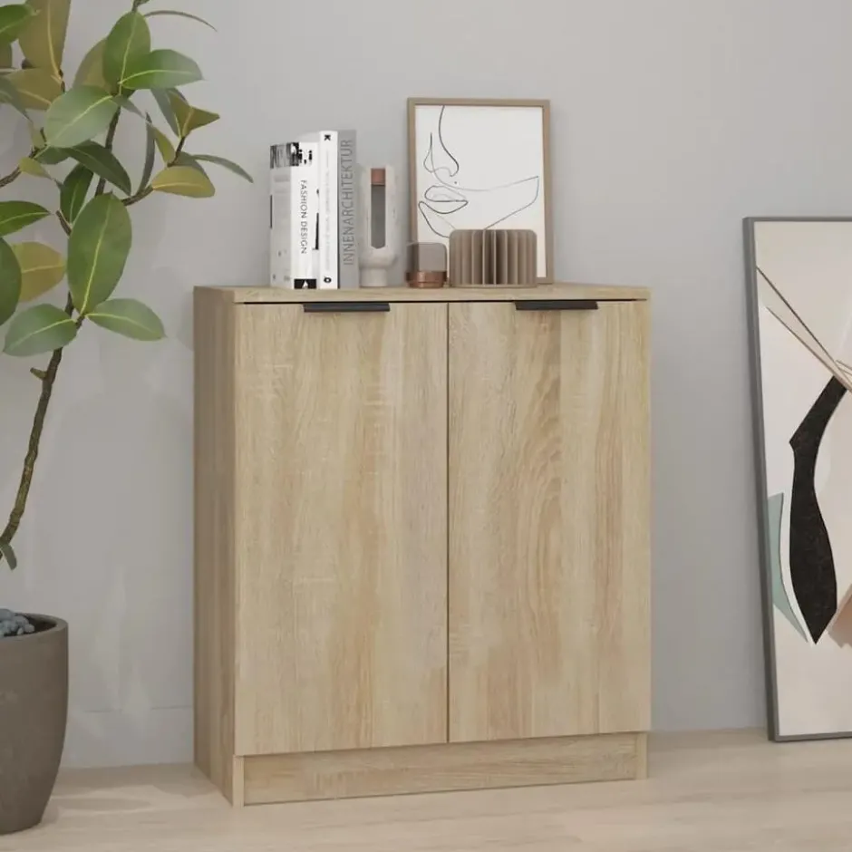vidaXL - Dressoir met 2 deuren - Sonoma eiken - Bewerkt hout - 60x30x70 cm