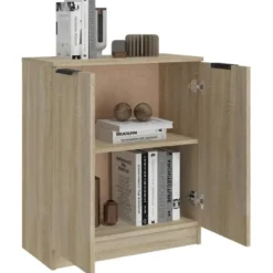 vidaXL - Dressoir met 2 deuren - Sonoma eiken - Bewerkt hout - 60x30x70 cm