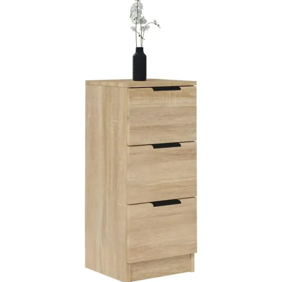 vidaXL - Dressoir met 3 lades - Sonoma eiken - Bewerkt hout - 30x30x70 cm