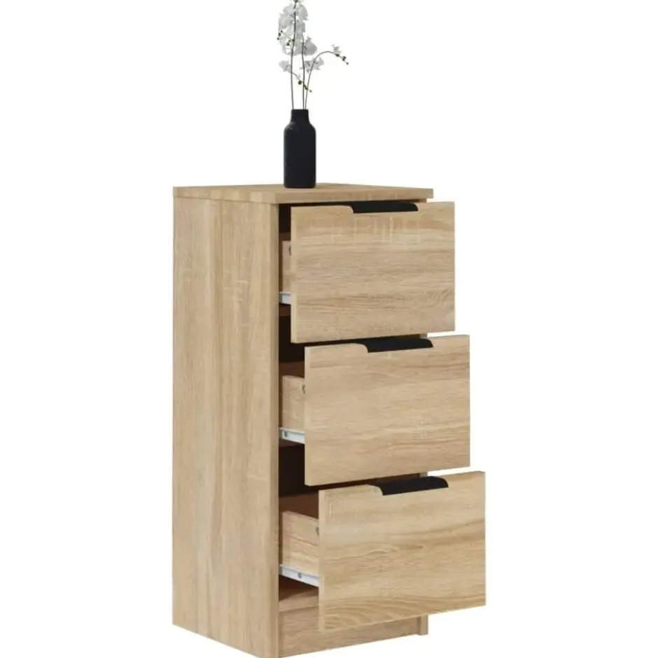 vidaXL - Dressoir met 3 lades - Sonoma eiken - Bewerkt hout - 30x30x70 cm