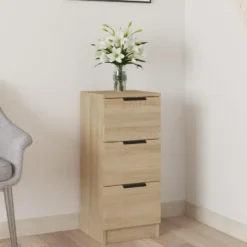 vidaXL - Dressoir met 3 lades - Sonoma eiken - Bewerkt hout - 30x30x70 cm