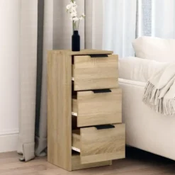 vidaXL - Dressoir met 3 lades - Sonoma eiken - Bewerkt hout - 30x30x70 cm