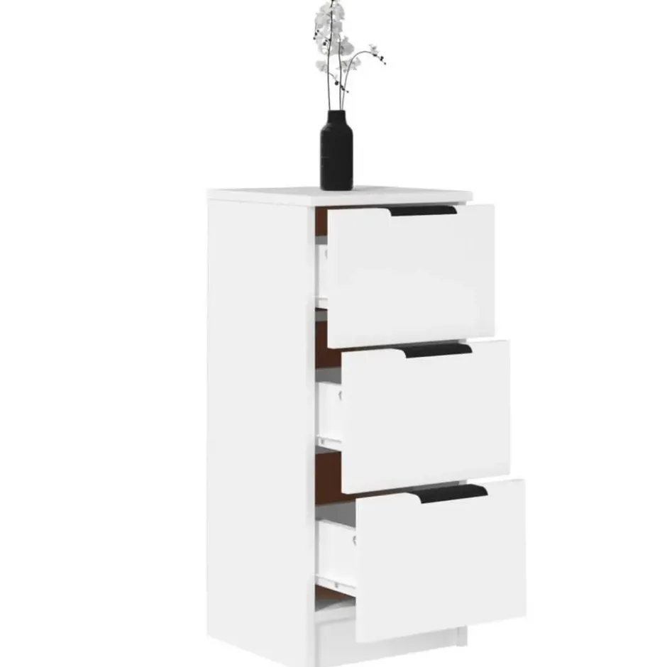 vidaXL - Dressoir met 3 lades - Wit - Bewerkt hout - 30x30x70 cm
