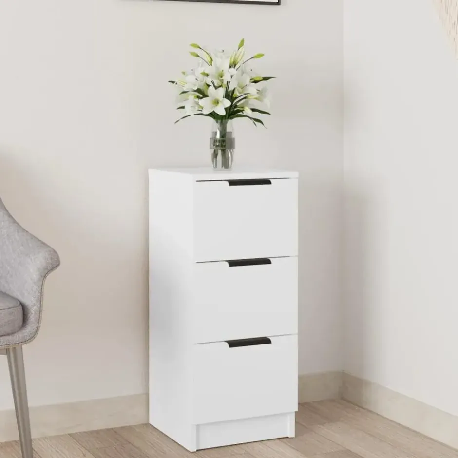 vidaXL - Dressoir met 3 lades - Wit - Bewerkt hout - 30x30x70 cm