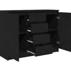 vidaXL - Dressoir met lades 100,5x35x76 cm spaanplaat zwart eikenkleurig