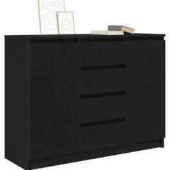 vidaXL - Dressoir met lades 100,5x35x76 cm spaanplaat zwart eikenkleurig