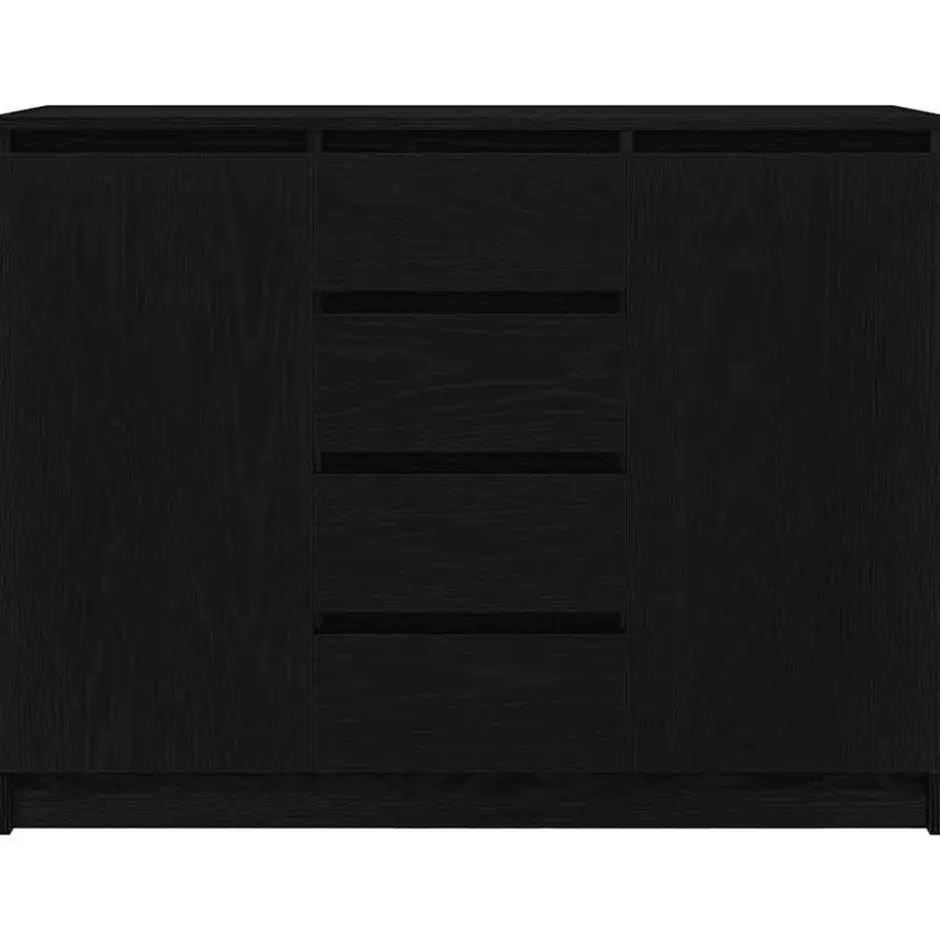 vidaXL - Dressoir met lades 100,5x35x76 cm spaanplaat zwart eikenkleurig