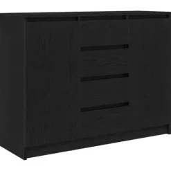 vidaXL - Dressoir met lades 100,5x35x76 cm spaanplaat zwart eikenkleurig