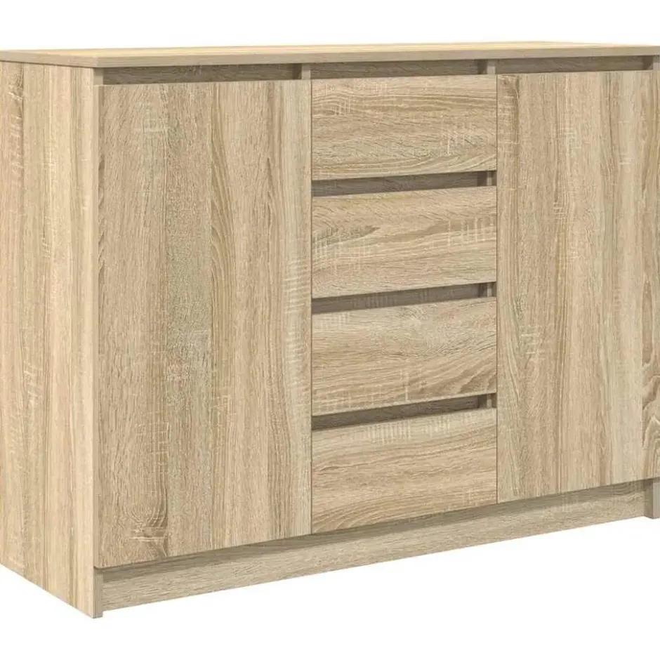vidaXL - Dressoir met lades 100,5x35x76 cm spaanplaat sonoma eikenkleurig