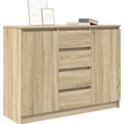 vidaXL - Dressoir met lades 100,5x35x76 cm spaanplaat sonoma eikenkleurig
