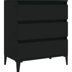 vidaXL - Dressoir met 3 lades - Zwart - Bewerkt hout en metaal- 91x28x75 cm