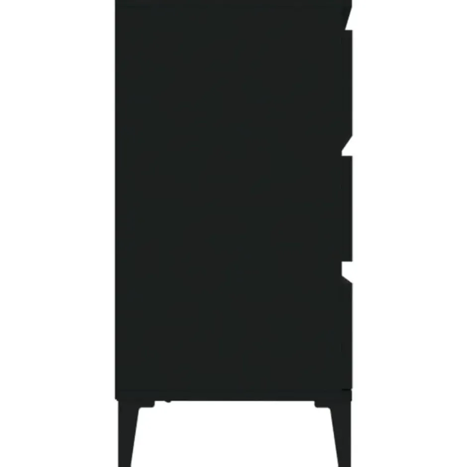 vidaXL - Dressoir met 3 lades - Zwart - Bewerkt hout en metaal- 91x28x75 cm