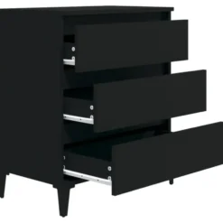 vidaXL - Dressoir met 3 lades - Zwart - Bewerkt hout en metaal- 91x28x75 cm