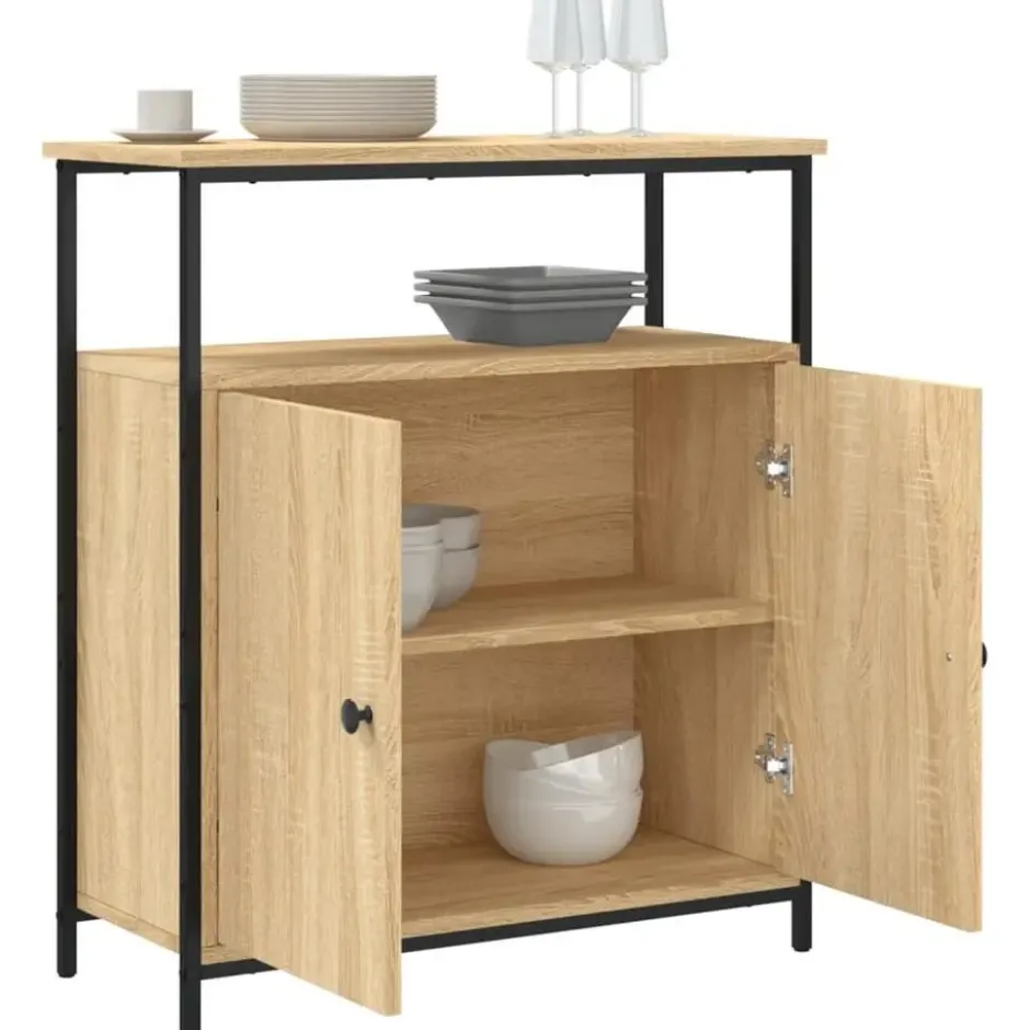 vidaXL - Dressoir met 1 plank 2 deuren - Sonoma eiken - Hout -70x30x80 cm