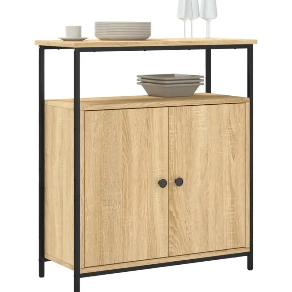 vidaXL - Dressoir met 1 plank 2 deuren - Sonoma eiken - Hout -70x30x80 cm