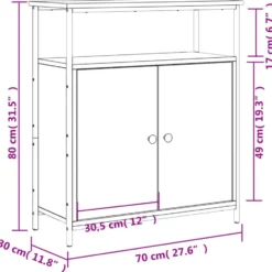 vidaXL - Dressoir met 1 plank 2 deuren - Sonoma eiken - Hout -70x30x80 cm