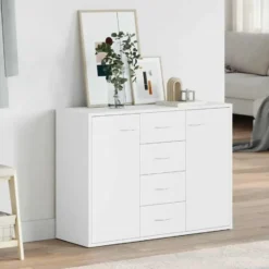 vidaXL - Dressoir - Wit - Bewerkt hout