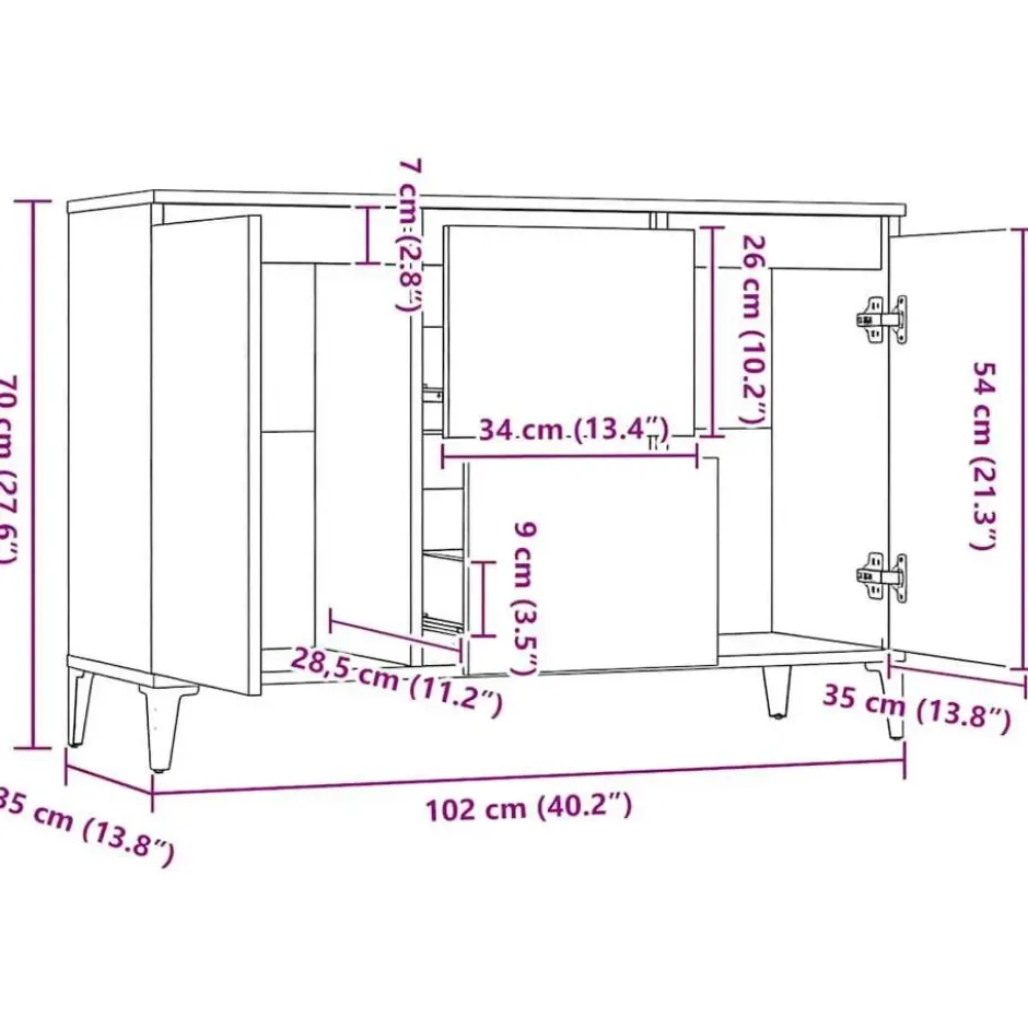 vidaXL - Dressoir - Wit - Bewerkt hout