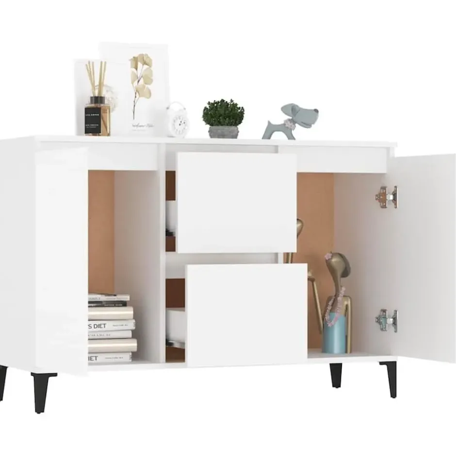 vidaXL - Dressoir - Wit - Bewerkt hout