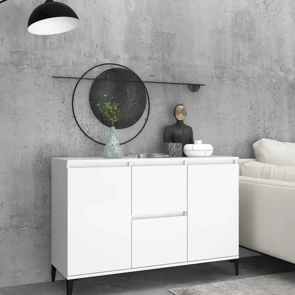 vidaXL - Dressoir - Wit - Bewerkt hout