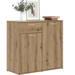 vidaXL - Dressoir 80x36x75 cm bewerkt hout artisanaal eikenkleur