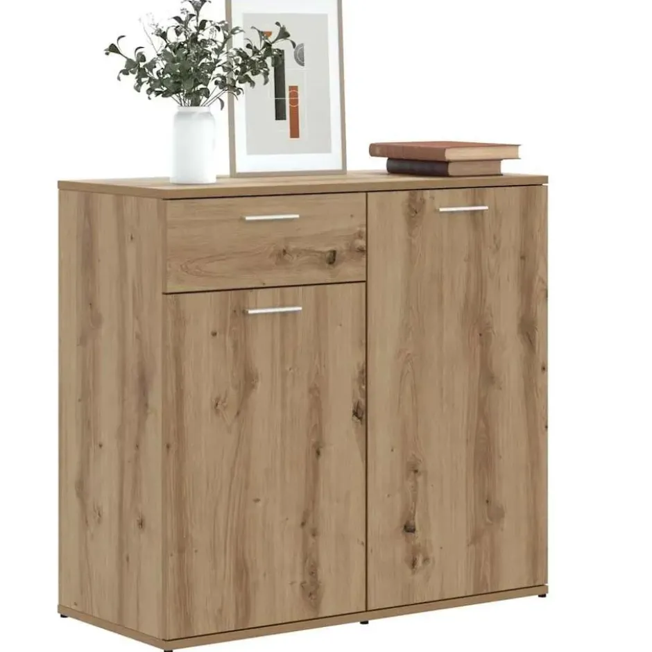 vidaXL - Dressoir 80x36x75 cm bewerkt hout artisanaal eikenkleur
