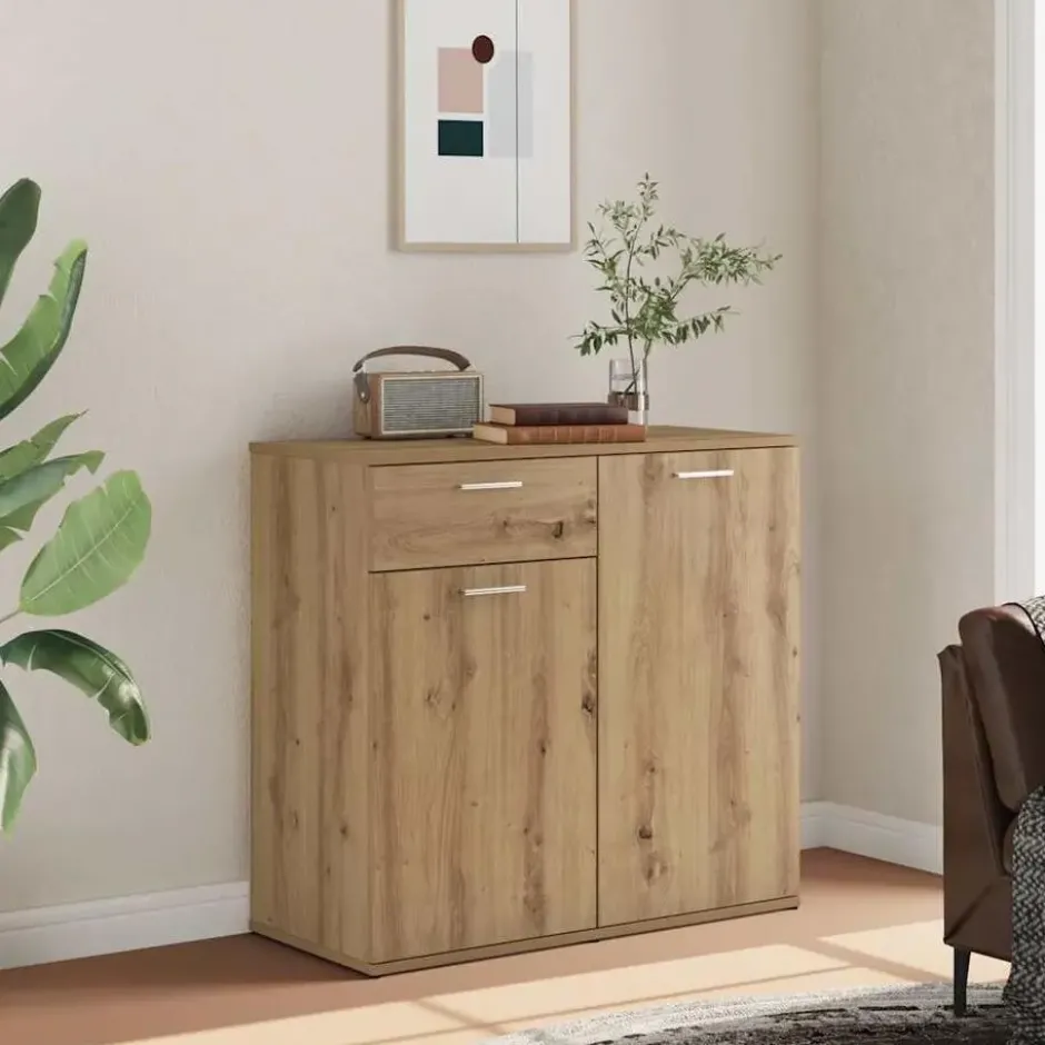 vidaXL - Dressoir 80x36x75 cm bewerkt hout artisanaal eikenkleur