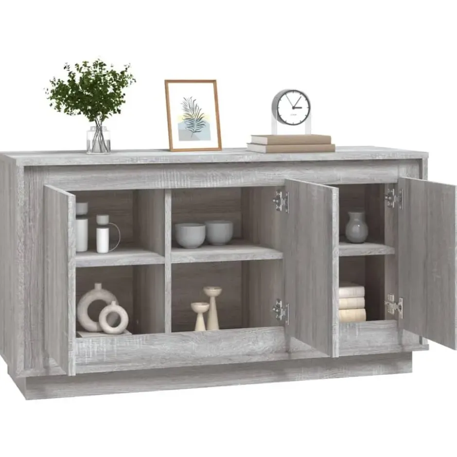 vidaXL - Dressoir 102x35x55 cm Grijs Bewerkt hout
