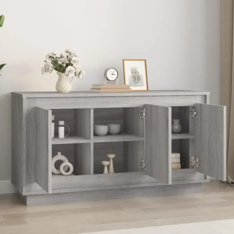 vidaXL - Dressoir 102x35x55 cm Grijs Bewerkt hout