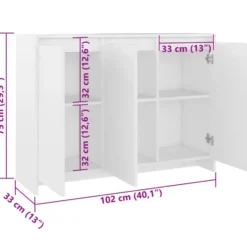vidaXL - Dressoir 102x33x75 cm spaanplaat wit lage opslagkast