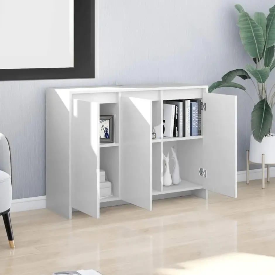vidaXL - Dressoir 102x33x75 cm spaanplaat wit lage opslagkast