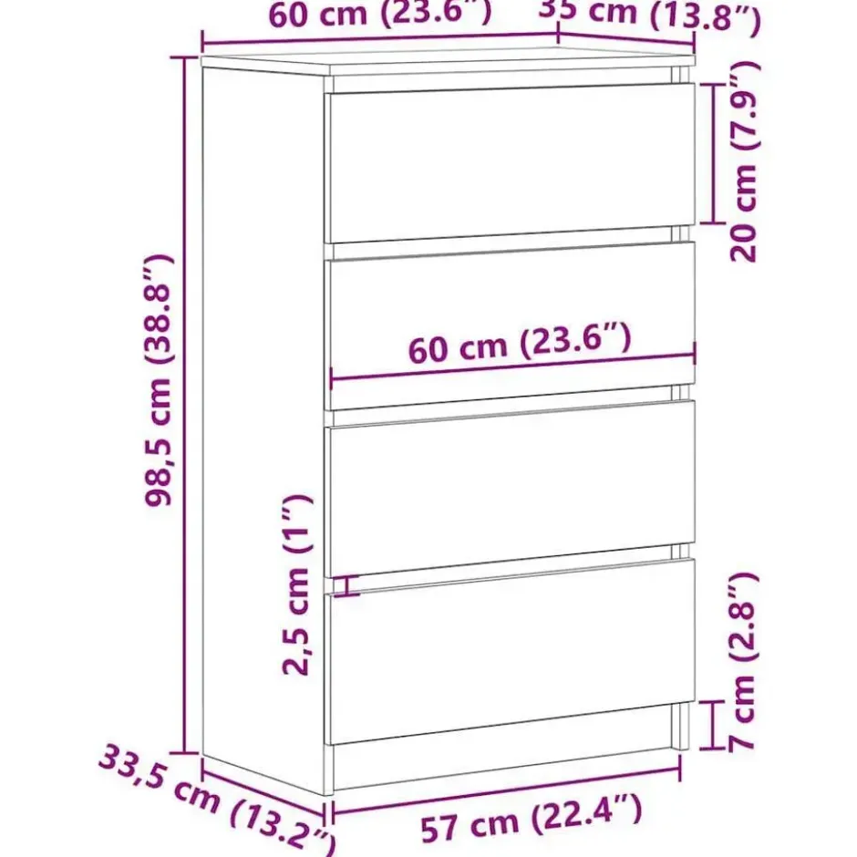 vidaXL - Dressoir - Zwart - Bewerkt hout
