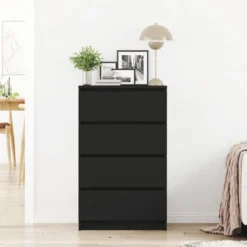 vidaXL - Dressoir - Zwart - Bewerkt hout