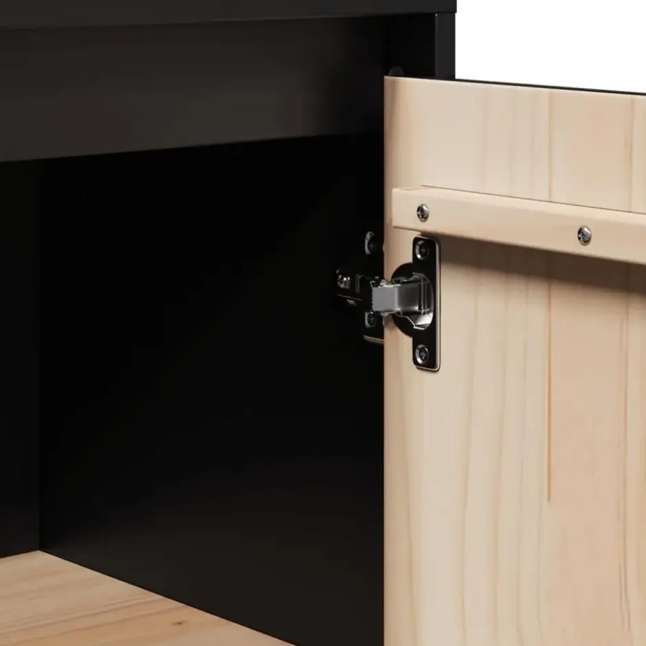 vidaXL - Dressoir - Zwart - Grenenhout - 2 stuks