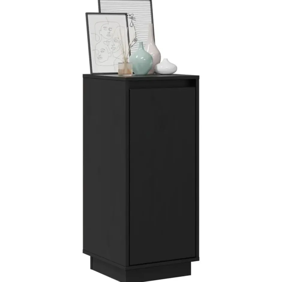 vidaXL - Dressoir - Zwart - Grenenhout - 2 stuks